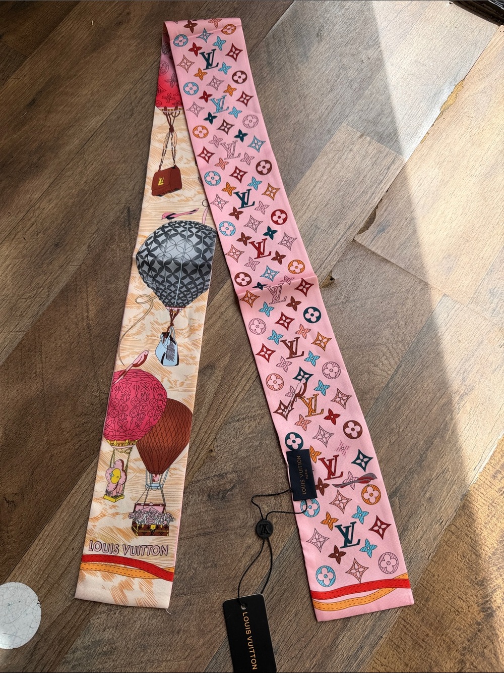 Louis Vuitton Pink Multicolor Monogram Hot Air Balloon Twilly Scarf